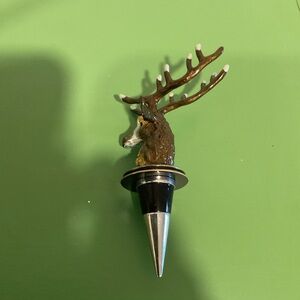 STUNNING DETAIL- OLIVIA RIEGEL ENAMEL DEER STAG ELK BOTTLE STOPPER